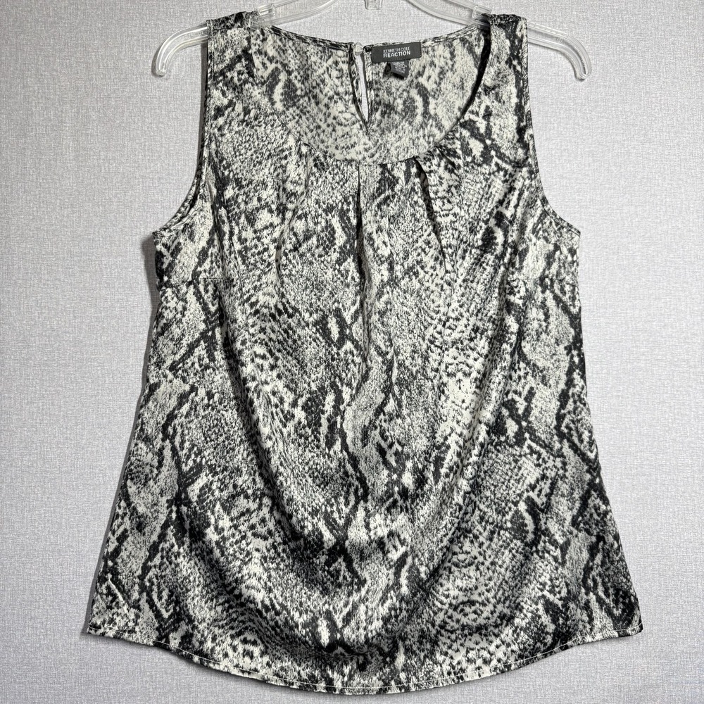 Kenneth Cole Reaction Tank Top Womens M Gray Snake Print Scoop Neck Sleeveless